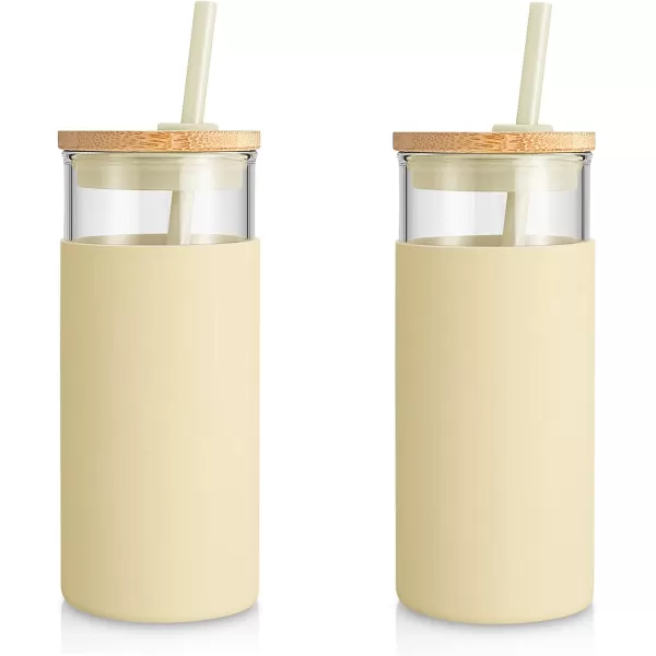 Tronco 20oz Glass Tumbler Glass Water Bottle Straw Silicone Protective Sleeve Bamboo Lid  BPA Free Midnight Green 1 PackGravel Ash