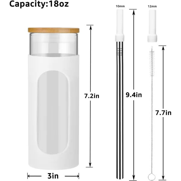 Tronco 22oz Glass Tumbler with Bamboo Lid and Straw Glass Cup For BobaIced CoffeeSmoothie Spill Proof Glass Water Bottle With Silicone Protective Sleeve Dishwasher SafeBPA FreeBlackWhite