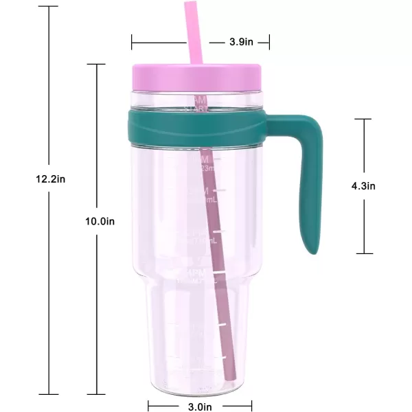 Tronco 50 oz Tritan Plastic Tumbler with Lid and Straw BPAFree Reusable Clear Water Bottle with Time Marker 100 Leak Proof ampamp Wide Mouth for Iced Coffee Juice Bubble Tea SmoothiesBarbie pink