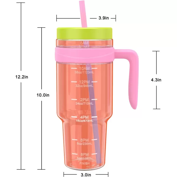 Tronco 50 oz Tritan Plastic Tumbler with Lid and Straw BPAFree Reusable Clear Water Bottle with Time Marker 100 Leak Proof ampamp Wide Mouth for Iced Coffee Juice Bubble Tea SmoothiesCroal