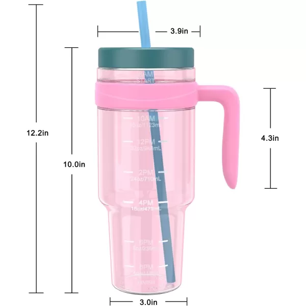 Tronco 50 oz Tritan Plastic Tumbler with Lid and Straw BPAFree Reusable Clear Water Bottle with Time Marker 100 Leak Proof ampamp Wide Mouth for Iced Coffee Juice Bubble Tea SmoothiesFancy Lilac