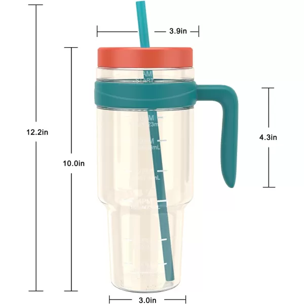 Tronco 50 oz Tritan Plastic Tumbler with Lid and Straw BPAFree Reusable Clear Water Bottle with Time Marker 100 Leak Proof ampamp Wide Mouth for Iced Coffee Juice Bubble Tea SmoothiesCoral cream