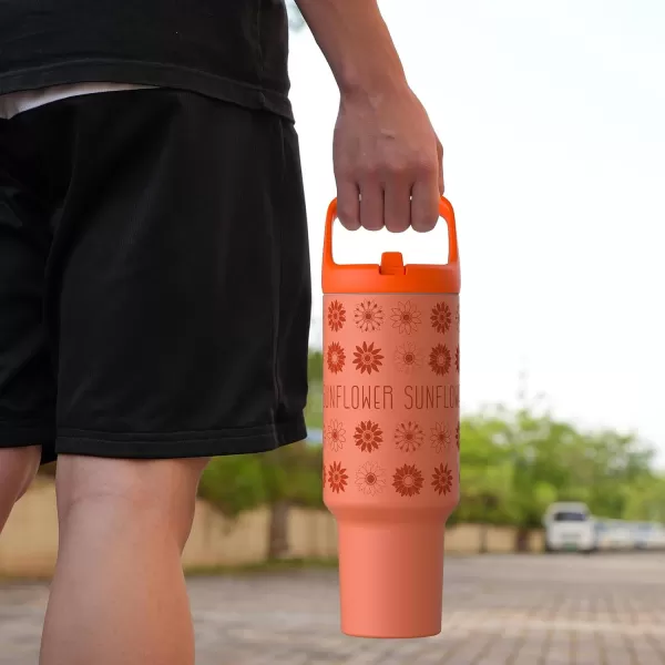 Tronco 50 oz Tumbler with Handle and Straw LeakProof Insulated Tumbler with Flip Straw and Top Handle Reusable Insulated Cup Water Bottle for Home Outdoors Fits in Cup Holder Cold for 30 HoursFervor Heart