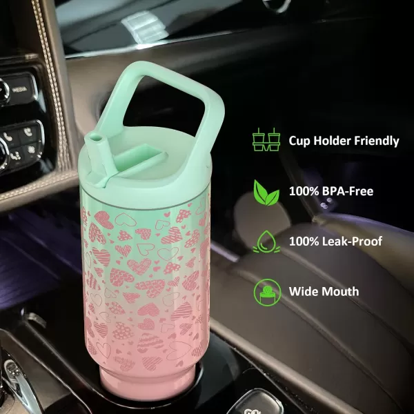 Tronco 50 oz Tumbler with Handle and Straw LeakProof Insulated Tumbler with Flip Straw and Top Handle Reusable Insulated Cup Water Bottle for Home Outdoors Fits in Cup Holder Cold for 30 HoursGraphite Leopard