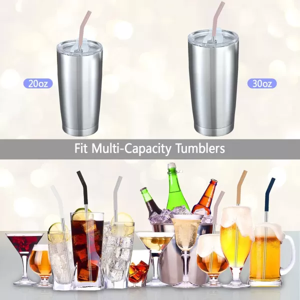 Tronco Set of 6 Stainless Steel Reusable Metal Straws with Silicone Flex Tips Elbows Cover Metal Drinking Straws for Tronco Tumbler 6 Steel Straws6 Silicone Tips1 Straw Cleaning BrushStainless multi color