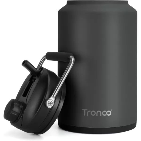 Tronco 1 Gallon Water Bottle 128 oz Large Stainless Steel Triple Wall Vacuum Insulated Water Jug with Straw Lid and Spout Keep Cold 48 Hrs Top Handle Leak Proof Wide Mouth Sweat Proof BPA FreeCharcoal
