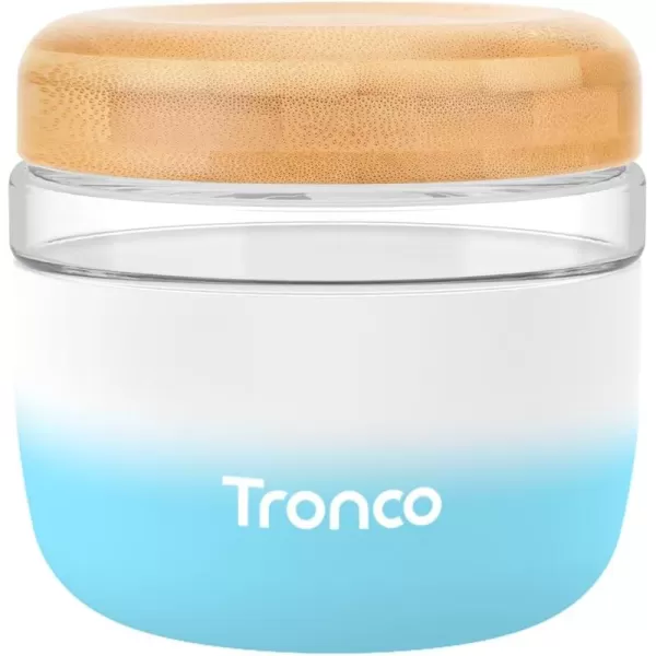 Tronco 24 oz Glass Container with Bamboo Lids Food Storage Bowls for Soup Stew ampamp Overnight Oats 100 Leak ampamp Spill Proof Airtight Microwave ampamp Dishwasher Safe BPAFree PinkBlue SkyBamboo Lid