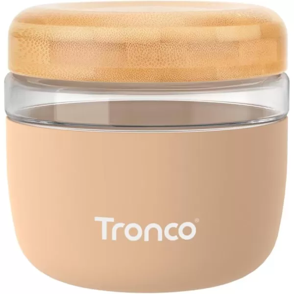 Tronco 24 oz Glass Container with Bamboo Lids Food Storage Bowls for Soup Stew ampamp Overnight Oats 100 Leak ampamp Spill Proof Airtight Microwave ampamp Dishwasher Safe BPAFree PinkAmberBamboo Lid