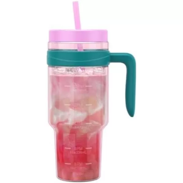 Tronco 50 oz Tritan Plastic Tumbler with Lid and Straw BPAFree Reusable Clear Water Bottle with Time Marker 100 Leak Proof ampamp Wide Mouth for Iced Coffee Juice Bubble Tea SmoothiesBarbie pink
