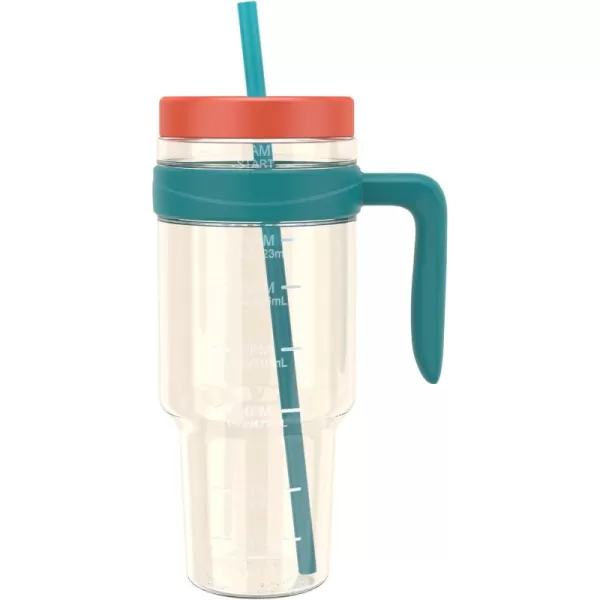 Tronco 50 oz Tritan Plastic Tumbler with Lid and Straw BPAFree Reusable Clear Water Bottle with Time Marker 100 Leak Proof ampamp Wide Mouth for Iced Coffee Juice Bubble Tea SmoothiesCoral cream