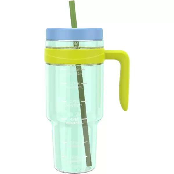 Tronco 50 oz Tritan Plastic Tumbler with Lid and Straw BPAFree Reusable Clear Water Bottle with Time Marker 100 Leak Proof ampamp Wide Mouth for Iced Coffee Juice Bubble Tea SmoothiesMint teal