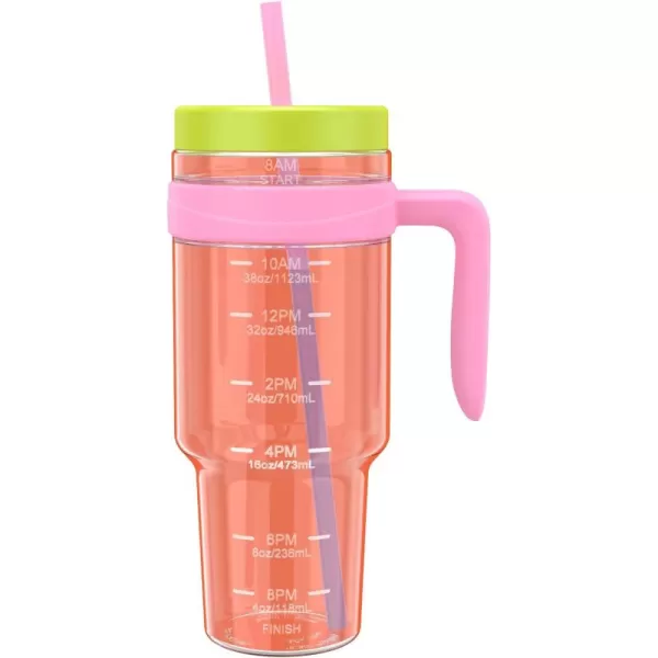Tronco 50 oz Tritan Plastic Tumbler with Lid and Straw BPAFree Reusable Clear Water Bottle with Time Marker 100 Leak Proof ampamp Wide Mouth for Iced Coffee Juice Bubble Tea SmoothiesCroal