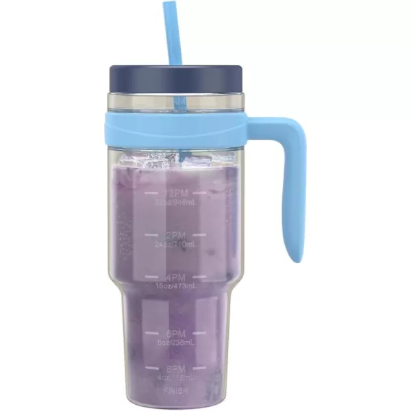 Tronco 50 oz Tritan Plastic Tumbler with Lid and Straw BPAFree Reusable Clear Water Bottle with Time Marker 100 Leak Proof ampamp Wide Mouth for Iced Coffee Juice Bubble Tea SmoothiesGrayish blue