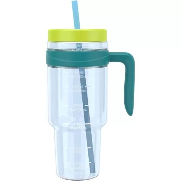 Tronco 50 oz Tritan Plastic Tumbler with Lid and Straw BPAFree Reusable Clear Water Bottle with Time Marker 100 Leak Proof ampamp Wide Mouth for Iced Coffee Juice Bubble Tea SmoothiesGlacier