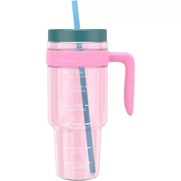 Tronco 50 oz Tritan Plastic Tumbler with Lid and Straw BPAFree Reusable Clear Water Bottle with Time Marker 100 Leak Proof ampamp Wide Mouth for Iced Coffee Juice Bubble Tea SmoothiesFancy Lilac