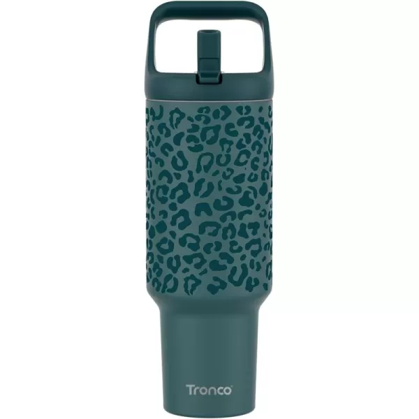 Tronco 50 oz Tumbler with Handle and Straw LeakProof Insulated Tumbler with Flip Straw and Top Handle Reusable Insulated Cup Water Bottle for Home Outdoors Fits in Cup Holder Cold for 30 HoursJasper Leopard