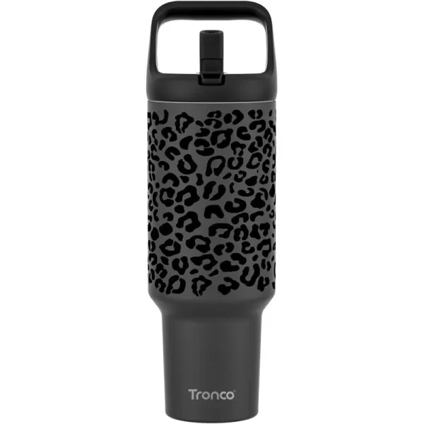 Tronco 50 oz Tumbler with Handle and Straw LeakProof Insulated Tumbler with Flip Straw and Top Handle Reusable Insulated Cup Water Bottle for Home Outdoors Fits in Cup Holder Cold for 30 HoursGraphite Leopard