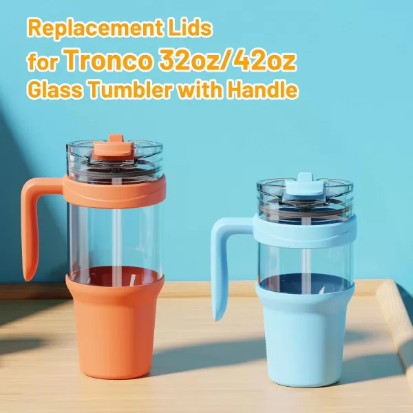 Replacement Bamboo Lid for Tumblers PressIn Lid Fits Tronco 32 oz 42 oz Glass Tumblers with Handle Light PurpleAmber
