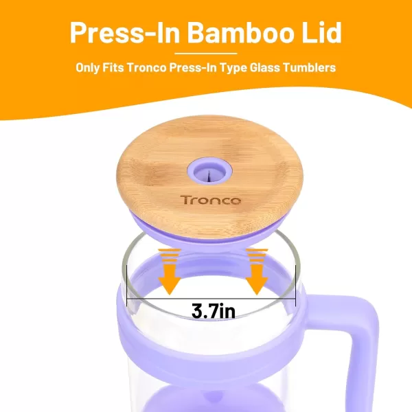 Replacement Bamboo Lid for Tumblers PressIn Lid Fits Tronco 32 oz 42 oz Glass Tumblers with Handle Light PurplePinkBamboo