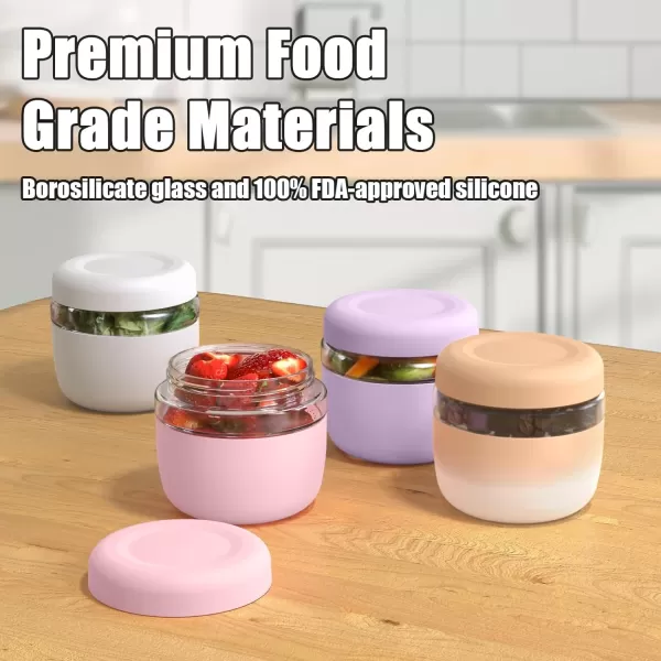 Tronco 24 oz Glass Container with Bamboo Lids Food Storage Bowls for Soup Stew ampamp Overnight Oats 100 Leak ampamp Spill Proof Airtight Microwave ampamp Dishwasher Safe BPAFreeBubblegum