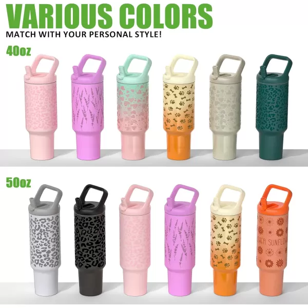 Tronco 50 oz Tumbler with Handle and Straw LeakProof Insulated Tumbler with Flip Straw and Top Handle Reusable Insulated Cup Water Bottle for Home Outdoors Fits in Cup Holder Cold for 30 HoursGraphite Leopard