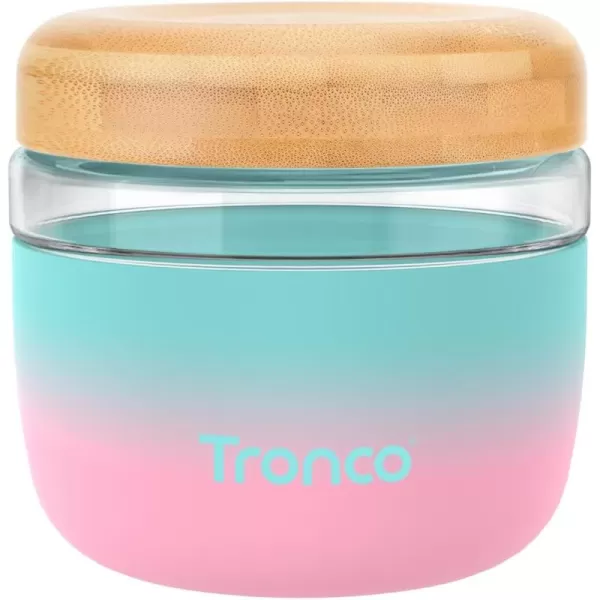 Tronco 24 oz Glass Container with Bamboo Lids Food Storage Bowls for Soup Stew ampamp Overnight Oats 100 Leak ampamp Spill Proof Airtight Microwave ampamp Dishwasher Safe BPAFreeBubblegumBamboo Lid