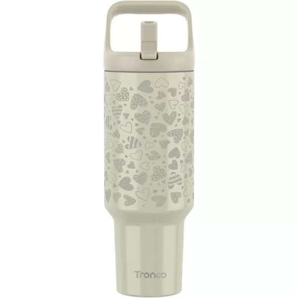 Tronco 50 oz Tumbler with Handle and Straw LeakProof Insulated Tumbler with Flip Straw and Top Handle Reusable Insulated Cup Water Bottle for Home Outdoors Fits in Cup Holder Cold for 30 HoursFervor Heart