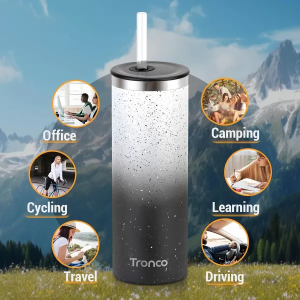 imageTronco 20oz Insulated Tumbler with Straw and Lid Double Wall Vacuum Stainless Steel Insulated Cup Reusable Coffee Travel Mug for Car Home Office or Party Spill Proof Dishwasher SafeLight Green