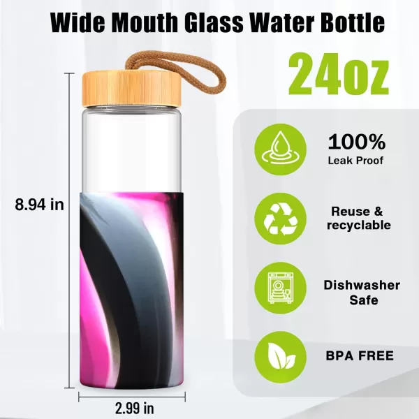 imageTronco 24oz Borosilicate Glass Water Bottle with Bamboo Lid NonSlip Silicone Sleeve LeakProof and Reusable Glass Bottle Perfect for giftsTravel Gym and Everyday Use BPAFree Dishwasher SafeBlackred