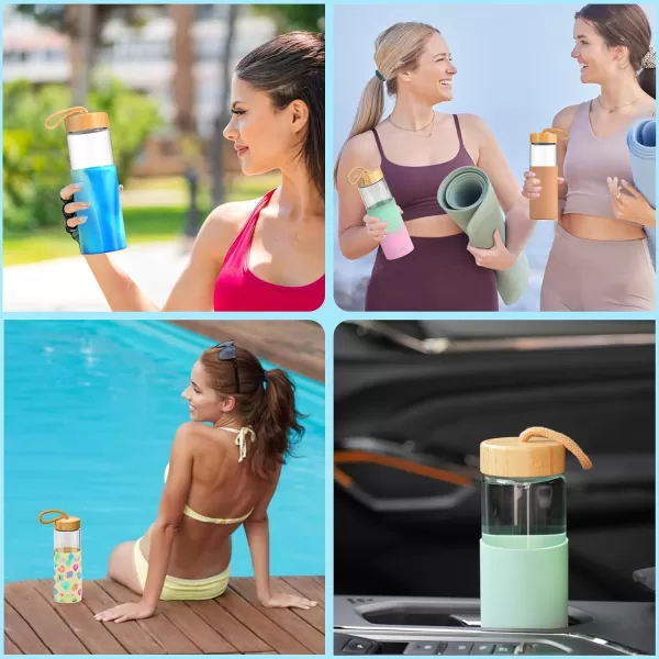 imageTronco 24oz Borosilicate Glass Water Bottle with Bamboo Lid NonSlip Silicone Sleeve LeakProof and Reusable Glass Bottle Perfect for giftsTravel Gym and Everyday Use BPAFree Dishwasher SafeAquamarine