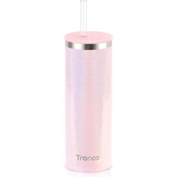 imageTronco 20oz Insulated Coffee Travel Mug Ceramic Lined Stainless Steel Iced Coffee Cup with Lid and Straw Double Wall Vacuum Tumbler for Travel Office School Camping Ideal Gift for Men and WomenPink