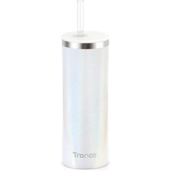 imageTronco 20oz Insulated Tumbler with Straw and Lid Double Wall Vacuum Stainless Steel Insulated Cup Reusable Coffee Travel Mug for Car Home Office or Party Spill Proof Dishwasher SafeWhite