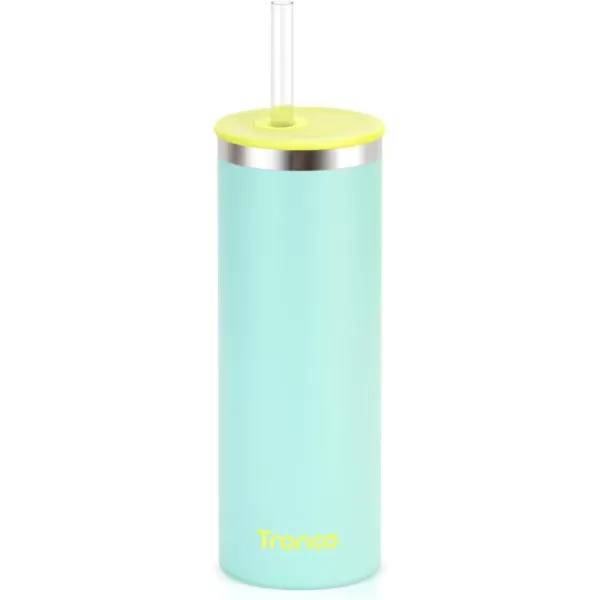 imageTronco 20oz Insulated Tumbler with Straw and Lid Double Wall Vacuum Stainless Steel Insulated Cup Reusable Coffee Travel Mug for Car Home Office or Party Spill Proof Dishwasher SafeLightGreen