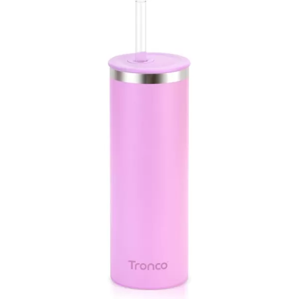 imageTronco 20oz Insulated Tumbler with Straw and Lid Double Wall Vacuum Stainless Steel Insulated Cup Reusable Coffee Travel Mug for Car Home Office or Party Spill Proof Dishwasher SafeLilac Purple