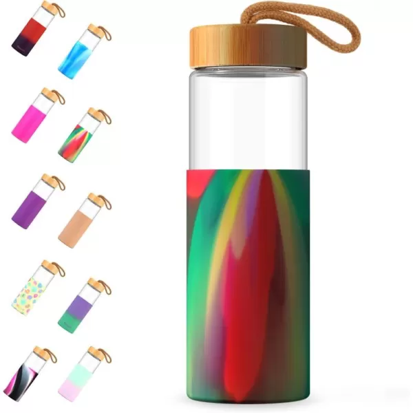 imageTronco 24oz Borosilicate Glass Water Bottle with Bamboo Lid NonSlip Silicone Sleeve LeakProof and Reusable Glass Bottle Perfect for giftsTravel Gym and Everyday Use BPAFree Dishwasher Safechartreuse