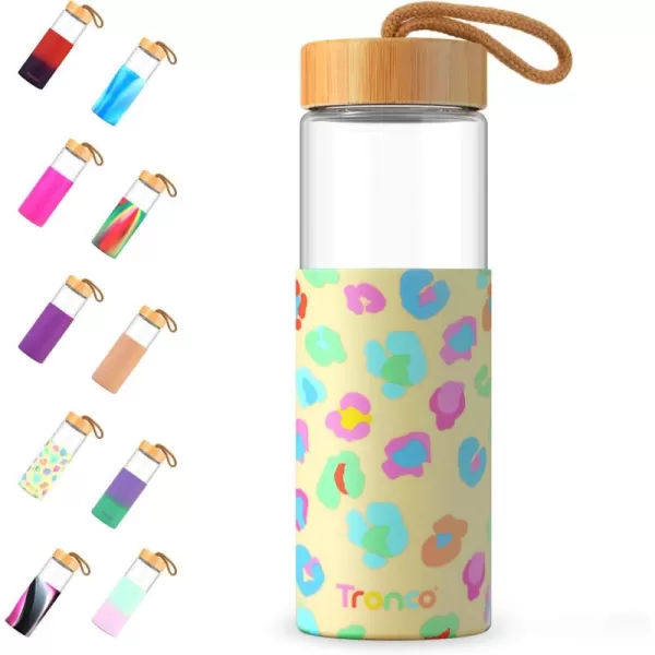 imageTronco 24oz Borosilicate Glass Water Bottle with Bamboo Lid NonSlip Silicone Sleeve LeakProof and Reusable Glass Bottle Perfect for giftsTravel Gym and Everyday Use BPAFree Dishwasher SafeGravelgray