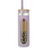 imageTronco 20oz Glass Tumbler with Bamboo Lid and Straw Glass Cup For BobaIced CoffeeSmoothie Spill Proof Glass Water Bottle With Silicone Protective Sleeve Dishwasher SafeBPA FreePurple