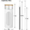imageTronco 20oz Glass Tumbler with Bamboo Lid and Straw Glass Cup For BobaIced CoffeeSmoothie Spill Proof Glass Water Bottle With Silicone Protective Sleeve Dishwasher SafeBPA FreeWhite