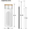 imageTronco 20oz Glass Tumbler with Bamboo Lid and Straw Glass Cup For BobaIced CoffeeSmoothie Spill Proof Glass Water Bottle With Silicone Protective Sleeve Dishwasher SafeBPA FreeBlackWhite