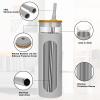 imageTronco 20oz Glass Tumbler with Bamboo Lid and Straw Glass Cup For BobaIced CoffeeSmoothie Spill Proof Glass Water Bottle With Silicone Protective Sleeve Dishwasher SafeBPA FreeGray