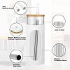 imageTronco 20oz Glass Tumbler with Bamboo Lid and Straw Glass Cup For BobaIced CoffeeSmoothie Spill Proof Glass Water Bottle With Silicone Protective Sleeve Dishwasher SafeBPA FreeBlackWhite
