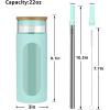 imageTronco 20oz Glass Tumbler with Bamboo Lid and Straw Glass Cup For BobaIced CoffeeSmoothie Spill Proof Glass Water Bottle With Silicone Protective Sleeve Dishwasher SafeBPA FreePureBlue