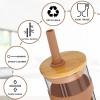 imageTronco 20oz Glass Tumbler with Bamboo Lid and Straw Glass Cup For BobaIced CoffeeSmoothie Spill Proof Glass Water Bottle With Silicone Protective Sleeve Dishwasher SafeBPA FreeAmber