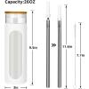 imageTronco 20oz Glass Tumbler with Bamboo Lid and Straw Glass Cup For BobaIced CoffeeSmoothie Spill Proof Glass Water Bottle With Silicone Protective Sleeve Dishwasher SafeBPA FreeWhite