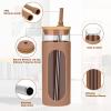 imageTronco 20oz Glass Tumbler with Bamboo Lid and Straw Glass Cup For BobaIced CoffeeSmoothie Spill Proof Glass Water Bottle With Silicone Protective Sleeve Dishwasher SafeBPA FreeCoffee