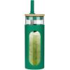 imageTronco 20oz Glass Tumbler with Bamboo Lid and Straw Glass Cup For BobaIced CoffeeSmoothie Spill Proof Glass Water Bottle With Silicone Protective Sleeve Dishwasher SafeBPA FreeBlackishGreen