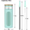 imageTronco 20oz Glass Tumbler with Bamboo Lid and Straw Glass Cup For BobaIced CoffeeSmoothie Spill Proof Glass Water Bottle With Silicone Protective Sleeve Dishwasher SafeBPA FreePureBlue