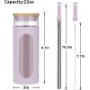 imageTronco 20oz Glass Tumbler with Bamboo Lid and Straw Glass Cup For BobaIced CoffeeSmoothie Spill Proof Glass Water Bottle With Silicone Protective Sleeve Dishwasher SafeBPA FreePurple