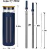 imageTronco 20oz Glass Tumbler with Bamboo Lid and Straw Glass Cup For BobaIced CoffeeSmoothie Spill Proof Glass Water Bottle With Silicone Protective Sleeve Dishwasher SafeBPA FreeDenim Blue