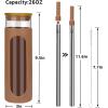 imageTronco 20oz Glass Tumbler with Bamboo Lid and Straw Glass Cup For BobaIced CoffeeSmoothie Spill Proof Glass Water Bottle With Silicone Protective Sleeve Dishwasher SafeBPA FreeCoffee